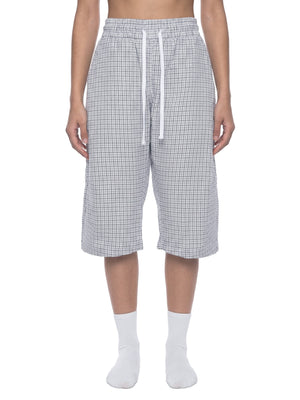 Unisex Plaid Loose Capri Shorts – Relaxed Streetwear Drawstring Shorts