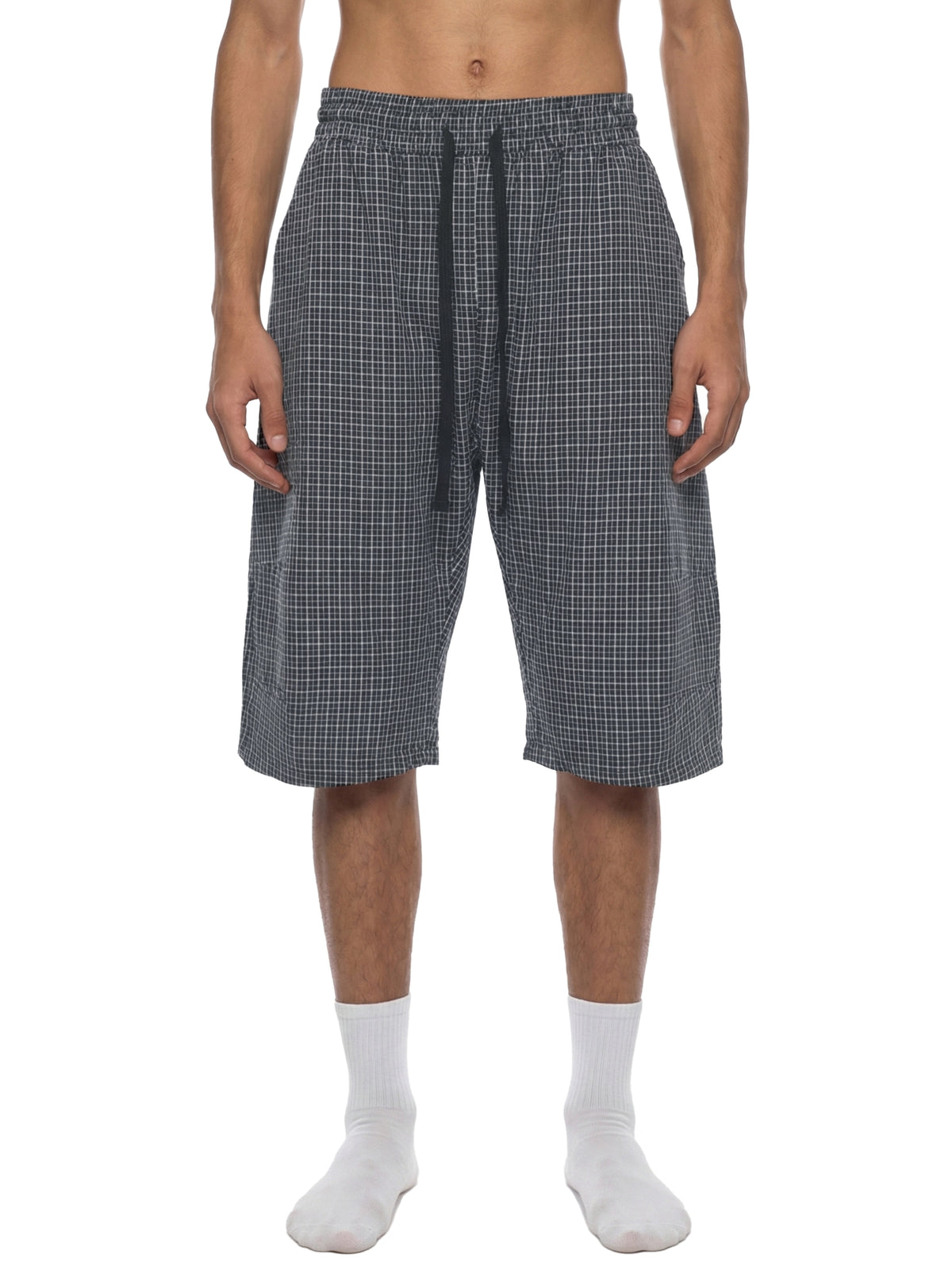 Unisex Plaid Loose Capri Shorts – Relaxed Streetwear Drawstring Shorts