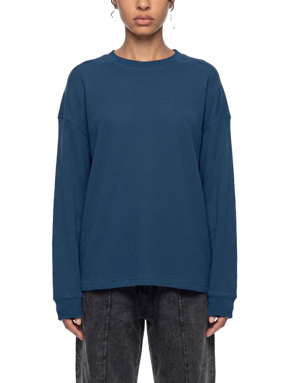 Unisex Waffle Boxy Long Sleeve T-Shirt – Oversized Textured Streetwear Tee