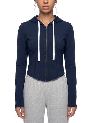 Women's Slim Cropped Full-Zip Hoodie – Fitted Athleisure Sweatshirt