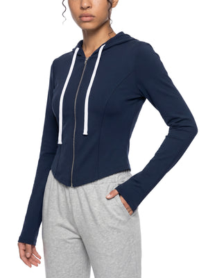 Women's Slim Cropped Full-Zip Hoodie – Fitted Athleisure Sweatshirt