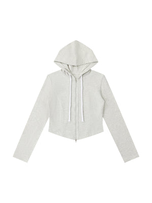 Women's Slim Cropped Full-Zip Hoodie – Fitted Athleisure Sweatshirt