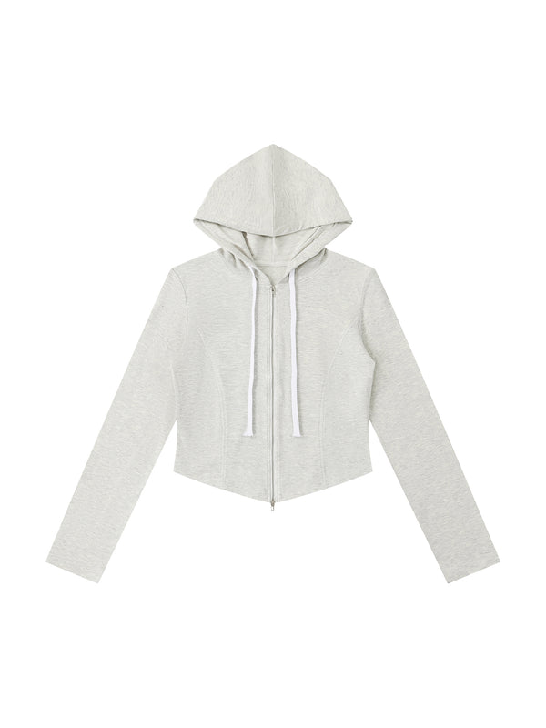 Women's Slim Cropped Full-Zip Hoodie – Fitted Athleisure Sweatshirt