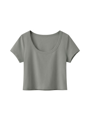 Women's Solid Color Slim Crop T-Shirt – Fitted Everyday Essential Crop Top