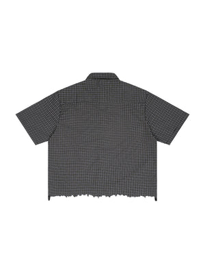 Unisex Distressed Plaid Boxy Shirt – Oversized Vintage Streetwear Flannel