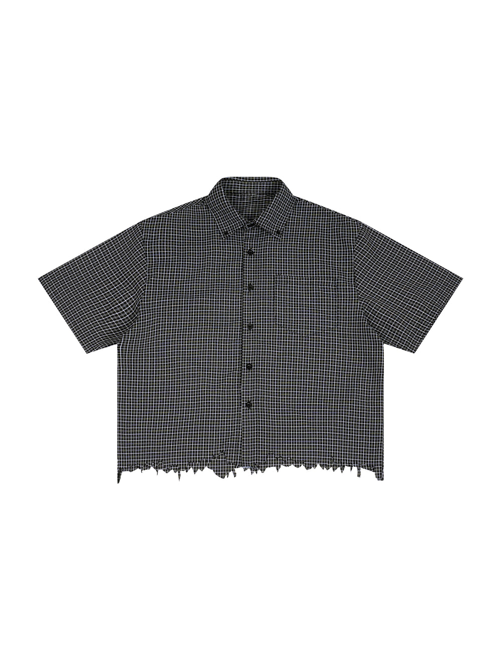 Unisex Distressed Plaid Boxy Shirt – Oversized Vintage Streetwear Flannel