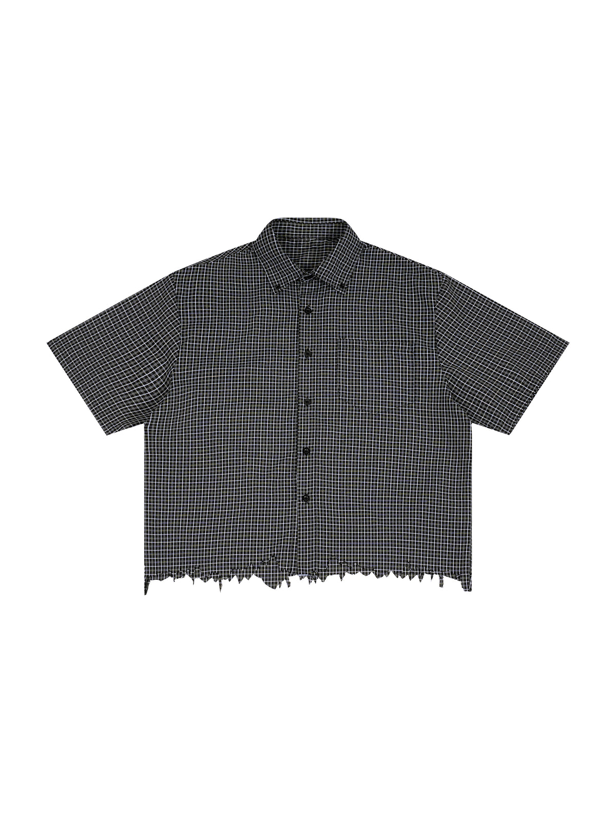 Unisex Distressed Plaid Boxy Shirt – Oversized Vintage Streetwear Flannel