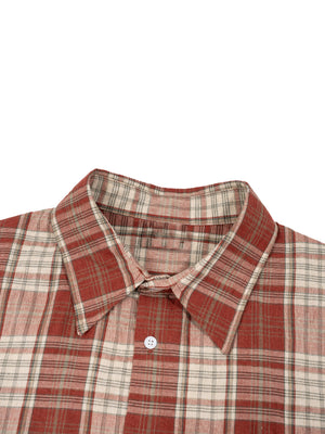 Unisex Plaid Boxy Short Sleeve Shirt – Oversized Casual Button-Up Shirt