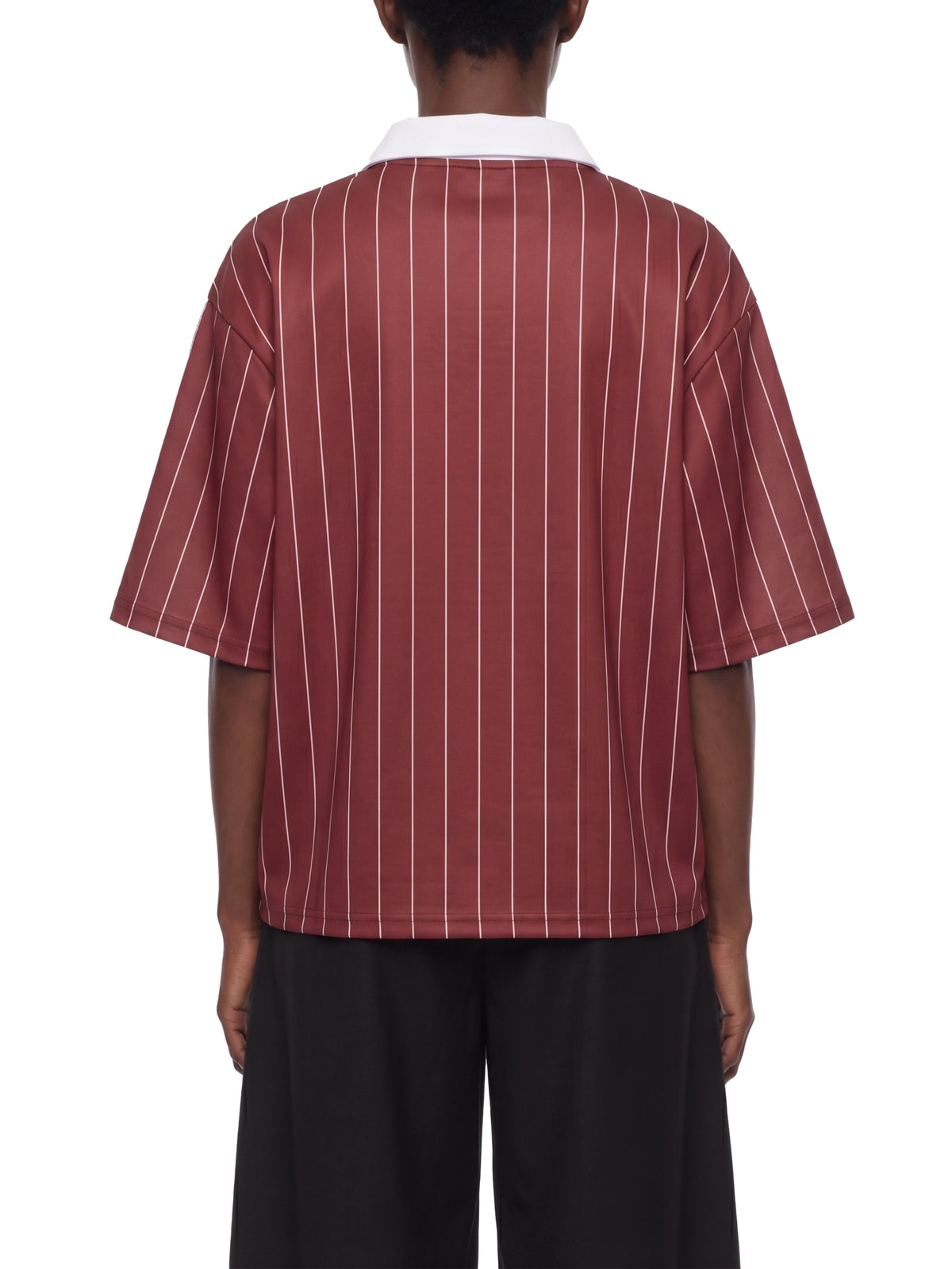 Unisex Pinstripe Collared Soccer Jersey – Oversized Retro Soccer Shirt