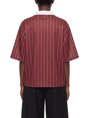Unisex Pinstripe Collared Soccer Jersey – Oversized Retro Soccer Shirt