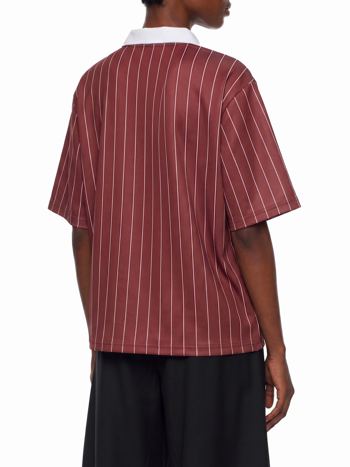 Unisex Pinstripe Collared Soccer Jersey – Oversized Retro Soccer Shirt