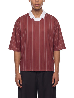 Unisex Pinstripe Collared Soccer Jersey – Oversized Retro Soccer Shirt