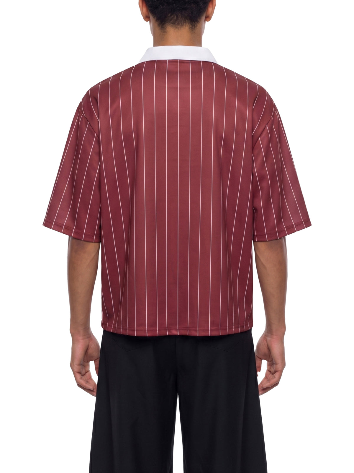 Unisex Pinstripe Collared Soccer Jersey – Oversized Retro Soccer Shirt