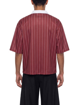 Unisex Pinstripe Collared Soccer Jersey – Oversized Retro Soccer Shirt