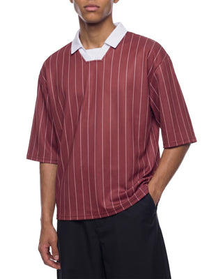 Unisex Pinstripe Collared Soccer Jersey – Oversized Retro Soccer Shirt