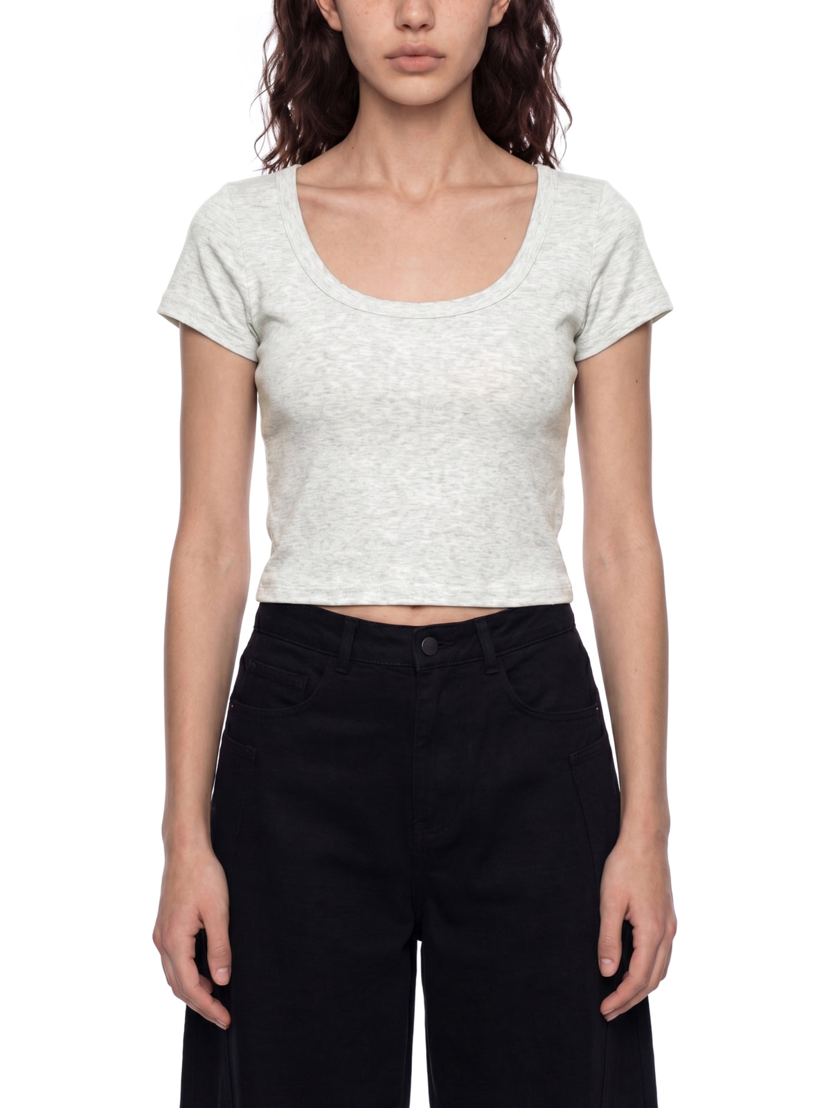 Women's Solid Color Slim Crop T-Shirt – Fitted Everyday Essential Crop Top