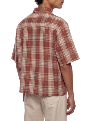 Unisex Plaid Boxy Short Sleeve Shirt – Oversized Casual Button-Up Shirt