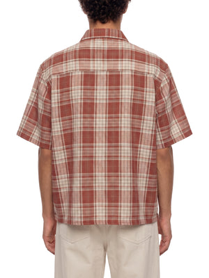 Unisex Plaid Boxy Short Sleeve Shirt – Oversized Casual Button-Up Shirt