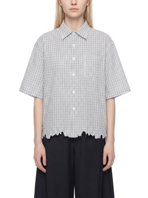 Unisex Distressed Plaid Boxy Shirt – Oversized Vintage Streetwear Flannel
