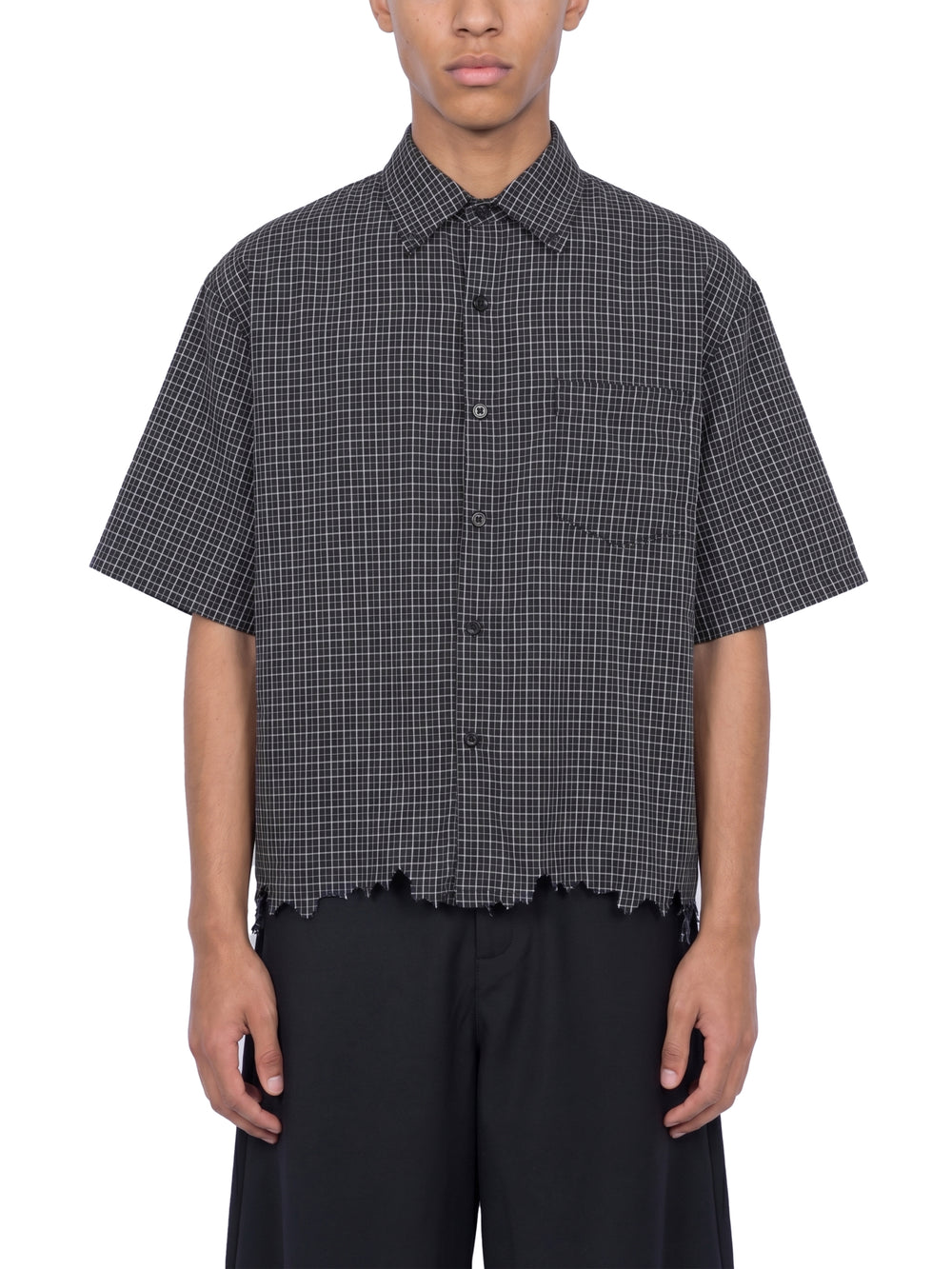 Unisex Distressed Plaid Boxy Shirt – Oversized Vintage Streetwear Flannel