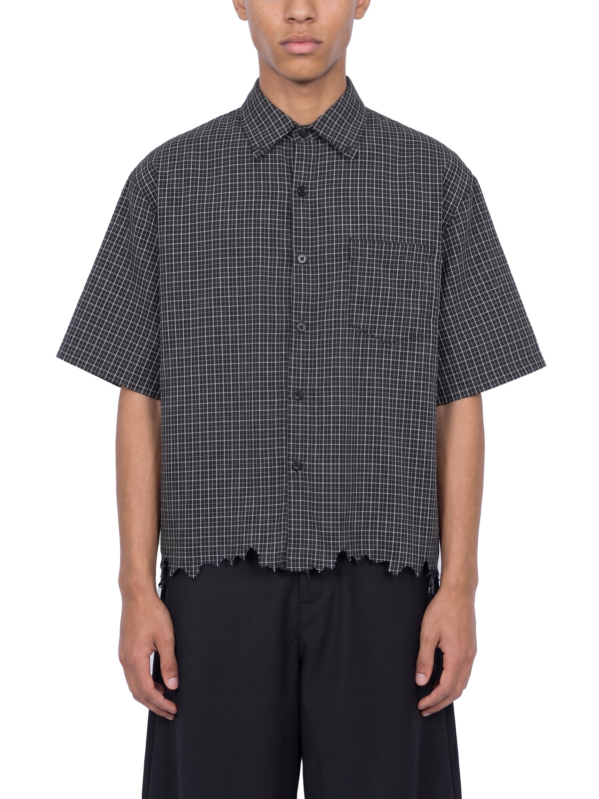 Unisex Distressed Plaid Boxy Shirt – Oversized Vintage Streetwear Flannel