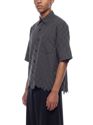 Unisex Distressed Plaid Boxy Shirt – Oversized Vintage Streetwear Flannel