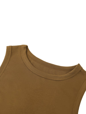 Women's Tight Crew Neck Crop Tank Top – Slim Fit Essential Sleeveless Top