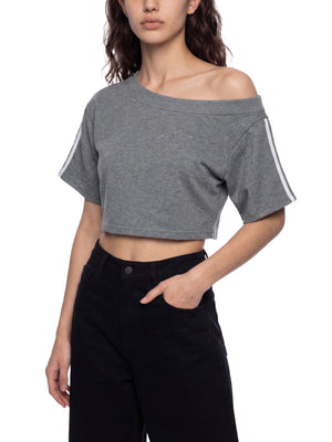 Women's Off-the-Shoulder Crop T-Shirt – Slim Fit Casual Fashion Top