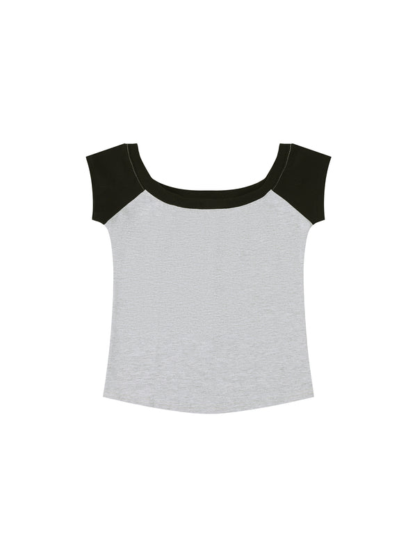 Women's Off-the-Shoulder Crop T-Shirt – Slim Fit Casual Fashion Top