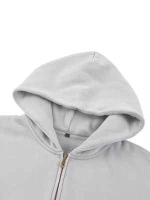 Unisex Vintage Sunfade Two-Way Zip Boxy Fleece Hoodie – Oversized Heavyweight Hoodie