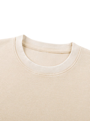 Unisex Vintage Wash Boxy Waffle Raw Edge T-Shirt – Oversized Premium Streetwear Tee