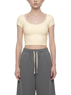 Women's Slim Cap Sleeve Crop T-Shirt – Fitted Everyday Essential Top