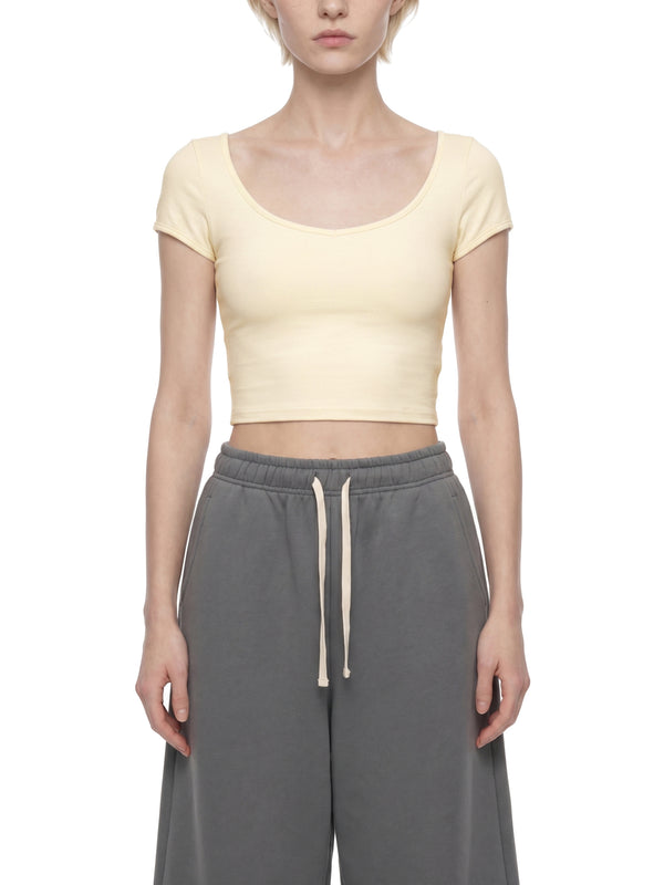 Women's Slim Cap Sleeve Crop T-Shirt – Fitted Everyday Essential Top