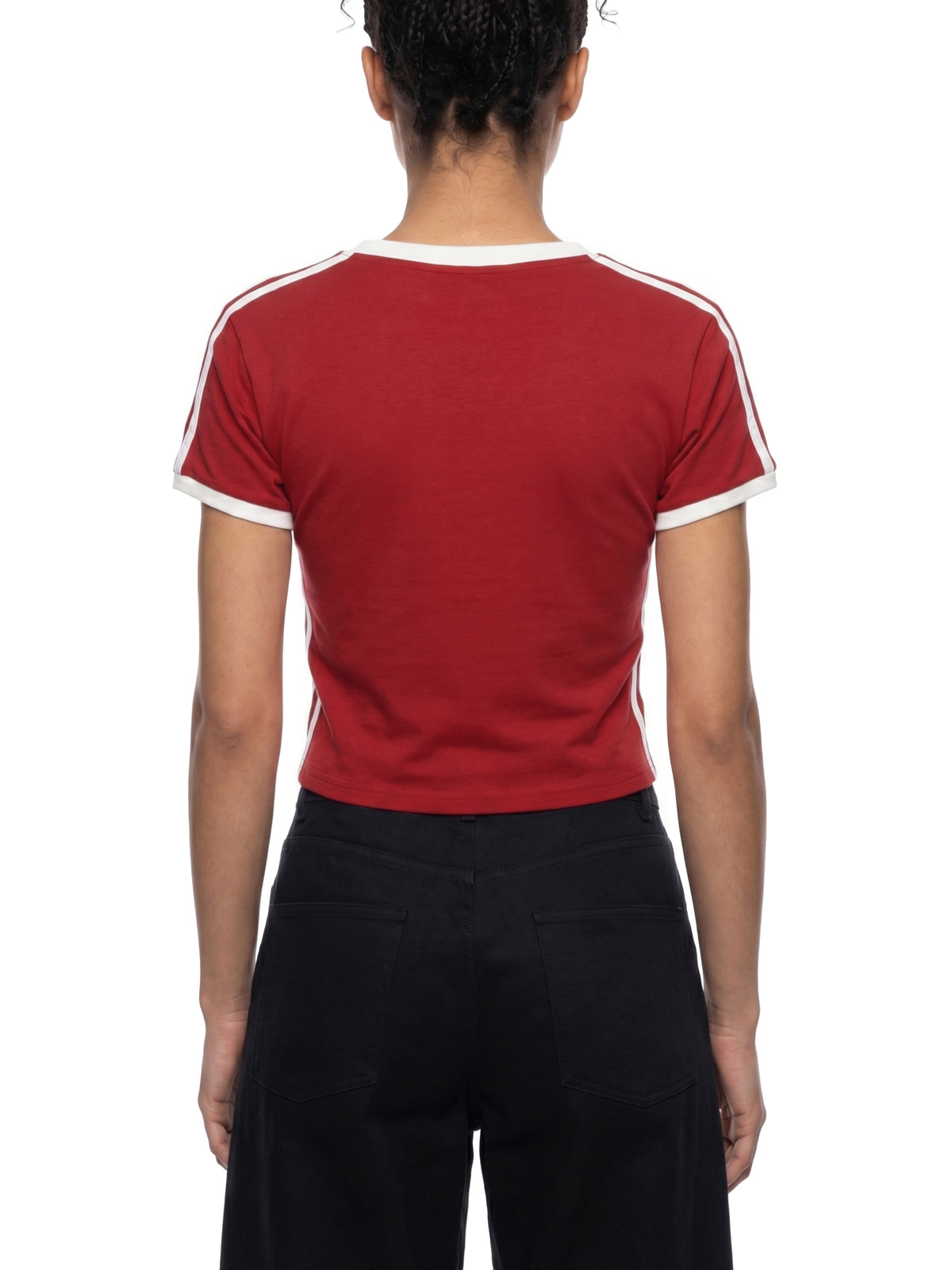 Women's Retro Binding V-Neck Crop T-Shirt – Slim Fit Vintage Crop Top
