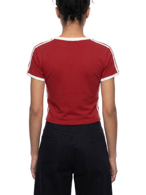 Women's Retro Binding V-Neck Crop T-Shirt – Slim Fit Vintage Crop Top