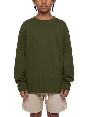 Kids' Drop Shoulder Long Sleeve T-Shirt – Oversized Cotton Casual Tee
