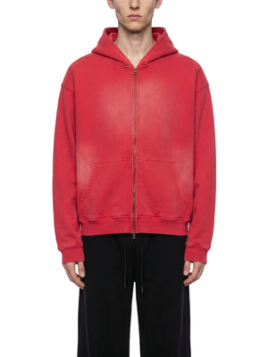 Unisex Vintage Sunfade Two-Way Zip Boxy Fleece Hoodie – Oversized Heavyweight Hoodie