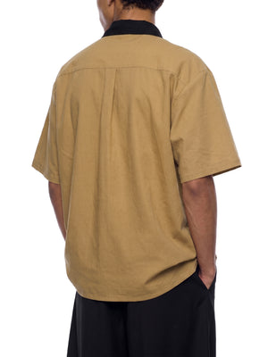 Unisex Color Block Short Sleeve Shirt – Relaxed Fit Casual Button-Up