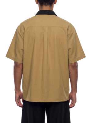 Unisex Color Block Short Sleeve Shirt – Relaxed Fit Casual Button-Up