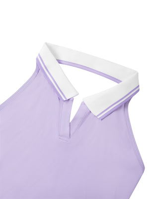 Women's Collared Halter A-Line Tennis Dress – Sleeveless Activewear Dress
