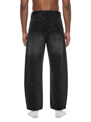Men's Sunfade Vintage Wash Barrel Leg Jeans – Relaxed Fit Premium Denim Pants