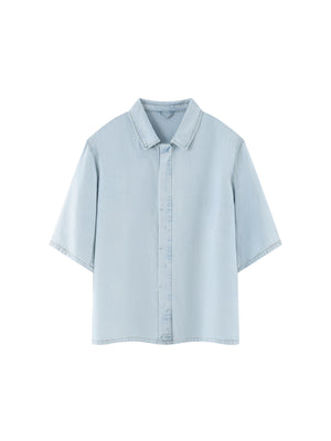 Unisex Vintage Wash Lyocell Drop Shoulder Shirt – Oversized Premium Button-Up