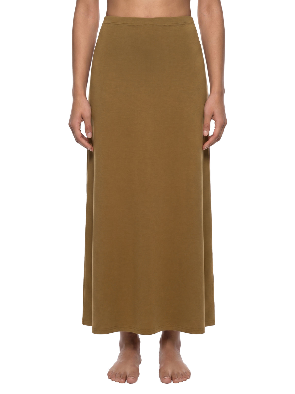 Women's Solid Color Knit Maxi Skirt – High-Waisted Stretch Casual Skirt