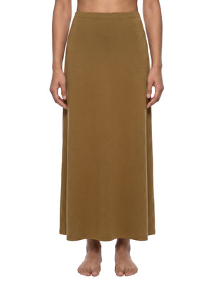 Women's Solid Color Knit Maxi Skirt – High-Waisted Stretch Casual Skirt
