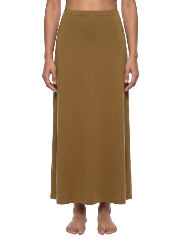 Women's Solid Color Knit Maxi Skirt – High-Waisted Stretch Casual Skirt