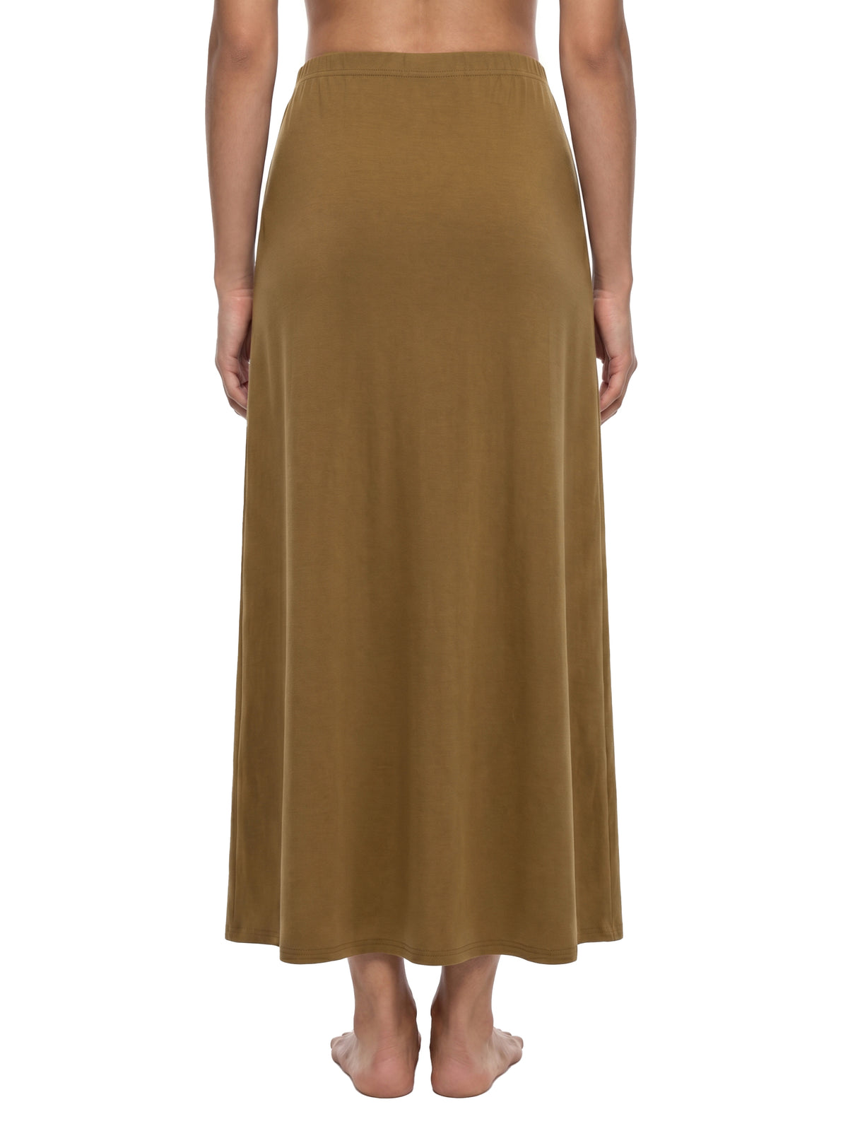 Women's Solid Color Knit Maxi Skirt – High-Waisted Stretch Casual Skirt