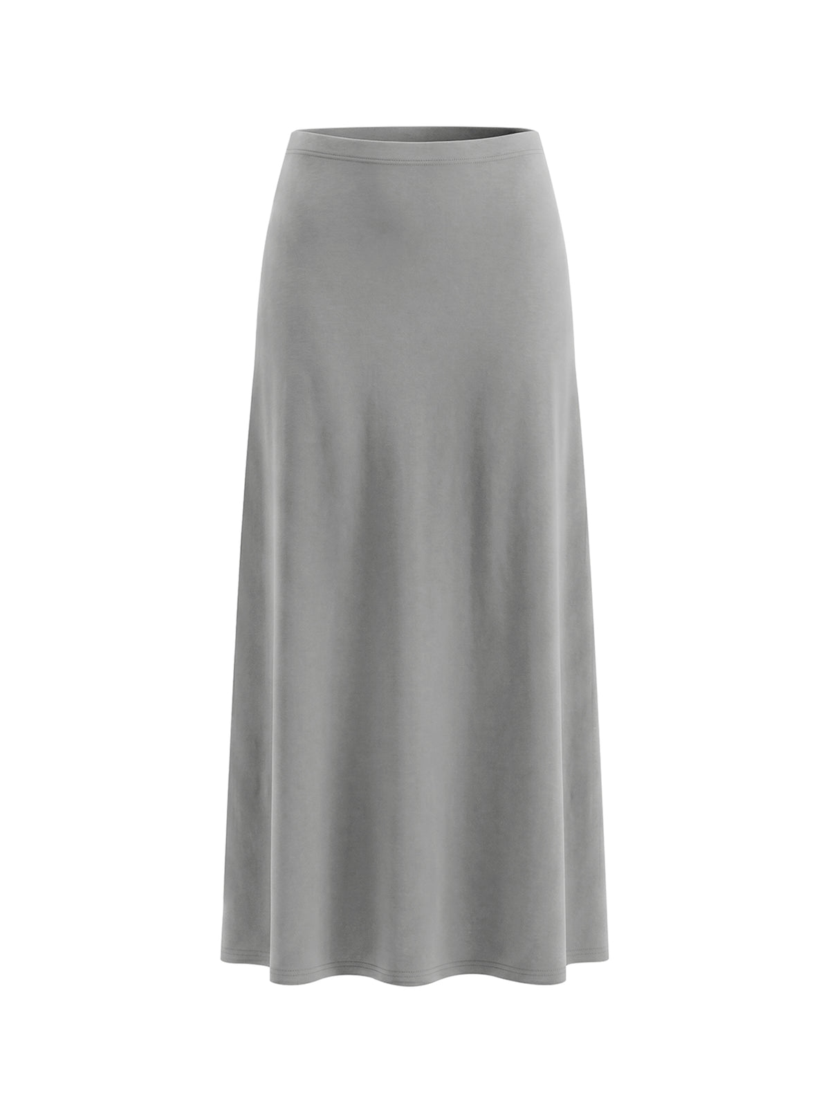 Women's Solid Color Knit Maxi Skirt – High-Waisted Stretch Casual Skirt