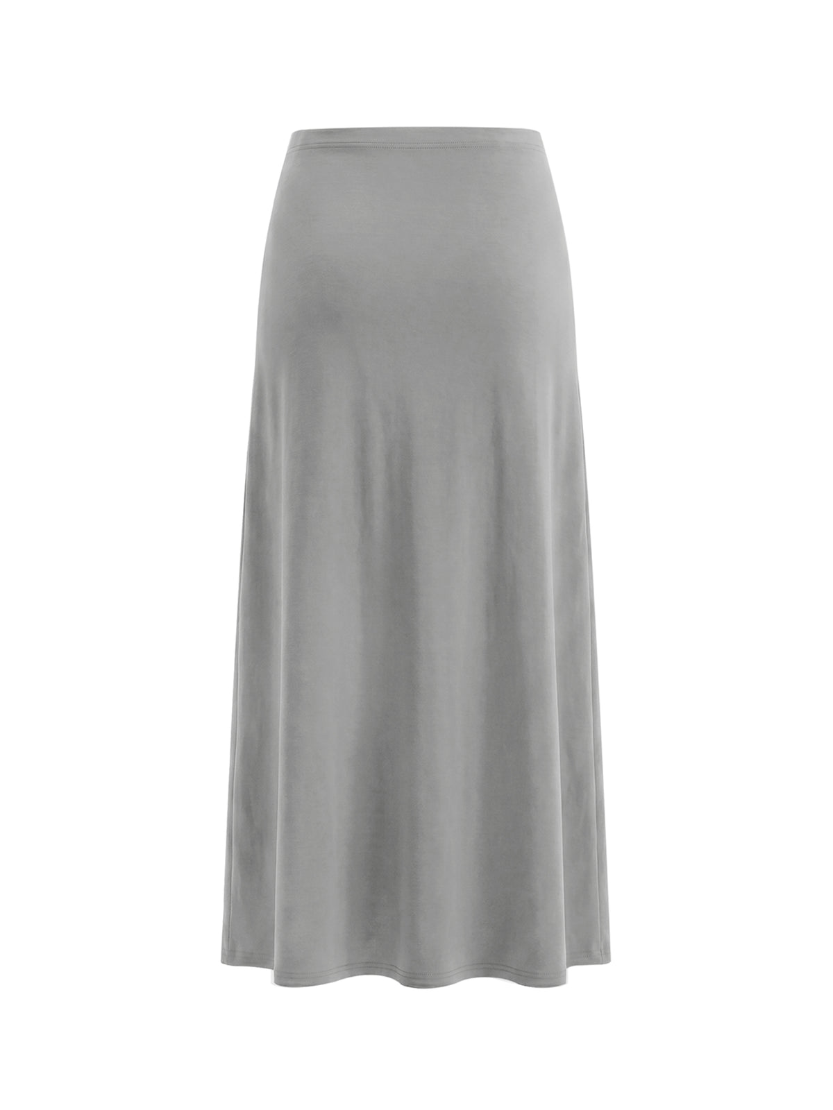 Women's Solid Color Knit Maxi Skirt – High-Waisted Stretch Casual Skirt