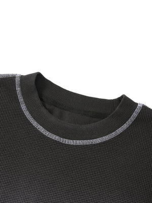 Unisex Vintage Sunfade Waffle Knit Boxy T-Shirt – Oversized Streetwear Tee