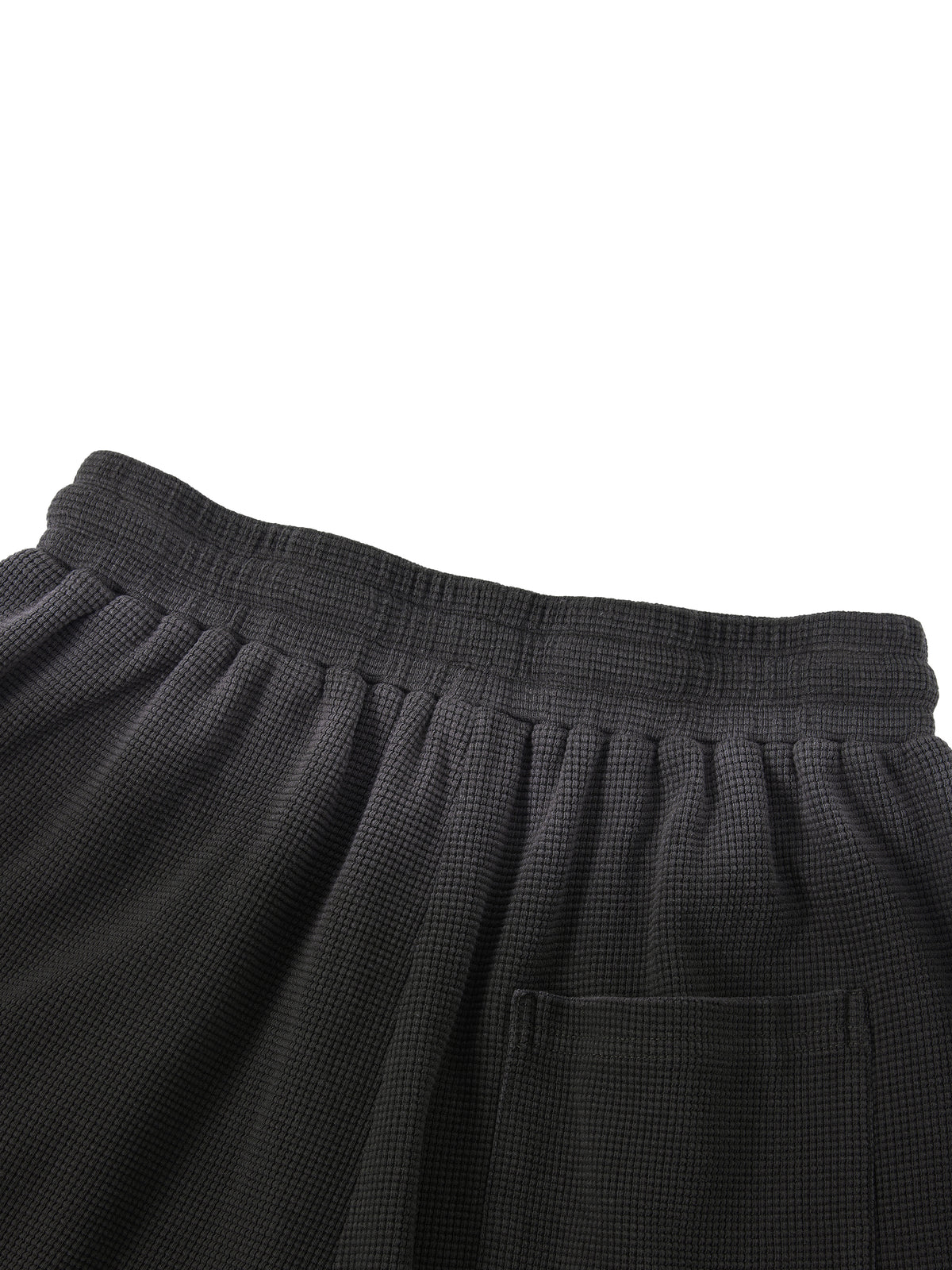 Unisex Vintage Sunfade Waffle Raw Hem Shorts – Oversized Streetwear Lounge Shorts
